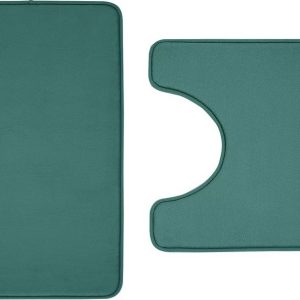 Zelené WC koupelnové předložky v sadě 2 ks z paměťové pěny 50x80 cm Anti-Bacterial – Catherine Lansfield