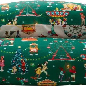 Zelené bavlněné dětské povlečení do postýlky 120x150 cm Christmas Fairground – Belle & Boo
