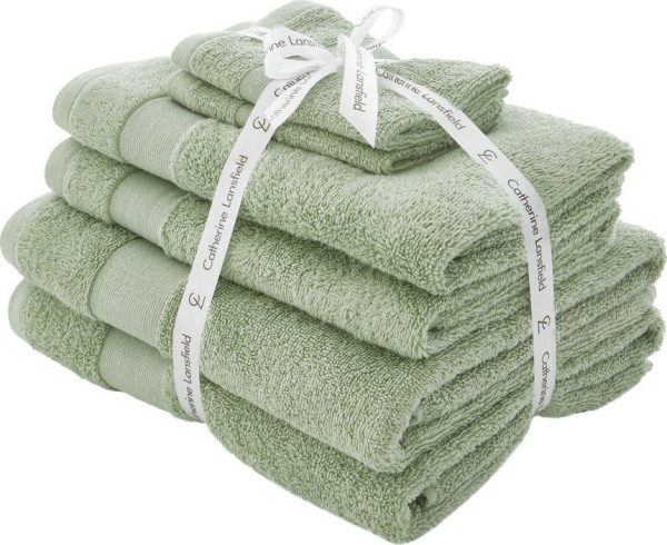 Zelené froté bavlněné ručníky a osušky v sadě 6 ks Anti-Bacterial – Catherine Lansfield