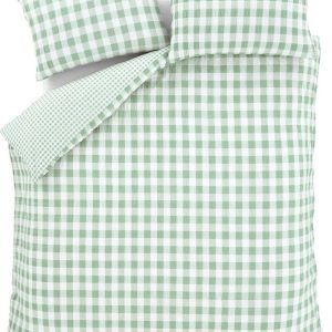 Zelené krepové povlečení na dvoulůžko/prodloužené 230x220 cm Seersucker Gingham Check – Catherine Lansfield
