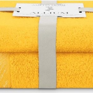 Žluté froté bavlněné ručníky a osušky v sadě 2 ks Allium – Restilo