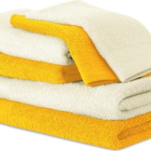 Žluté/krémové froté bavlněné ručníky a osušky v sadě 6 ks Flos – Restilo
