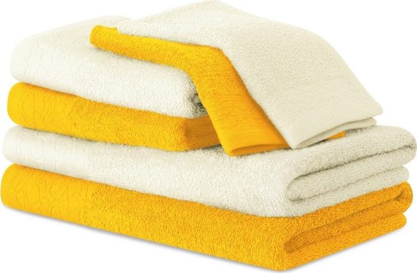 Žluté/krémové froté bavlněné ručníky a osušky v sadě 6 ks Flos – Restilo