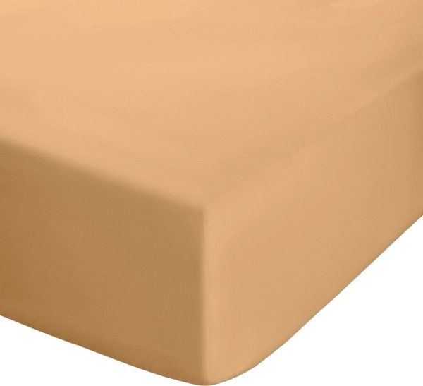 Žluté/oranžové napínací perkálové prostěradlo 150x200 cm Easy Iron Percale – Catherine Lansfield