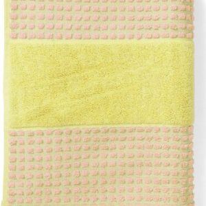 Žlutý/růžový froté ručník z Bio bavlny 50x100 cm Check – JUNA