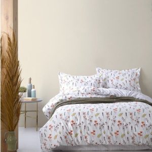 Bílé povlečení na jednolůžko z bavlny Renforcé 140x200 cm Floral Dance Autumn – Mila Home Luxury