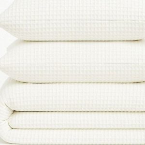 Bílé povlečení na jednolůžko z bavlny Renforcé 140x200 cm Waffle Striped – Mila Home Luxury