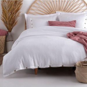 Bílé povlečení na dvoulůžko/prodloužené z bavlny Renforcé 240x220 cm Como Striped – Mila Home Luxury