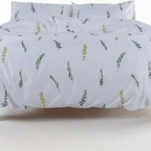 Bílé/zelené povlečení na dvoulůžko/prodloužené z bavlněného saténu 240x220 cm Marseille Floral – Mila Home Luxury