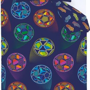 Modré dětské povlečení na dvoulůžko 200x200 cm Bright Football – Catherine Lansfield