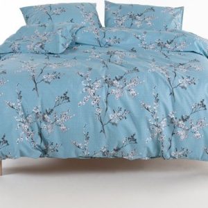 Modré povlečení na jednolůžko z bavlny Renforcé 140x200 cm Blue Floral – Mila Home Luxury