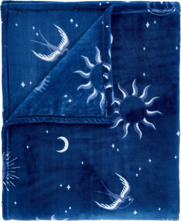 Modrý přehoz z mikroplyše 200x240 cm Astrology – Sassy B