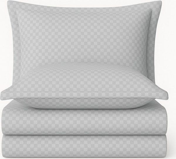 Šedé povlečení na jednolůžko z bavlny Renforcé 140x200 cm Checkered – Mila Home Luxury
