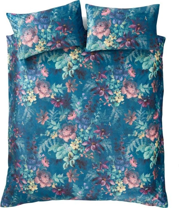 Zelenomodré sametové povlečení na dvoulůžko/prodloužené 230x220 cm Bridgerton Romantic Floral – Catherine Lansfield