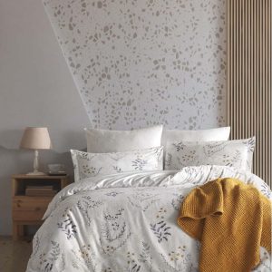 Béžové povlečení na jednolůžko z bavlny Renforcé 140x200 cm Soft Floral – Mila Home Luxury