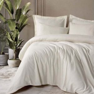 Béžové povlečení na jednolůžko z bavlny Renforcé 140x200 cm Checkered – Mila Home Luxury