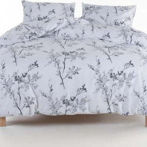 Bílé/šedé povlečení na dvoulůžko/prodloužené z bavlny Renforcé 240x220 cm White Floral – Mila Home Luxury