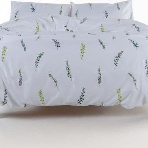 Bílé/zelené povlečení na dvoulůžko/prodloužené z bavlněného saténu 240x220 cm Marseille Floral – Mila Home Luxury
