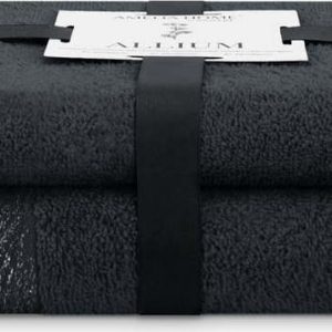 Černé froté bavlněné ručníky a osušky v sadě 2 ks Allium – Restilo