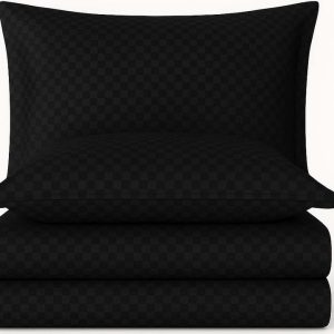 Černé povlečení na jednolůžko z bavlny Renforcé 140x200 cm Checkered – Mila Home Luxury