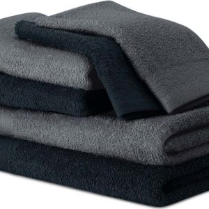 Černé/šedé froté bavlněné ručníky a osušky v sadě 6 ks Flos – Restilo