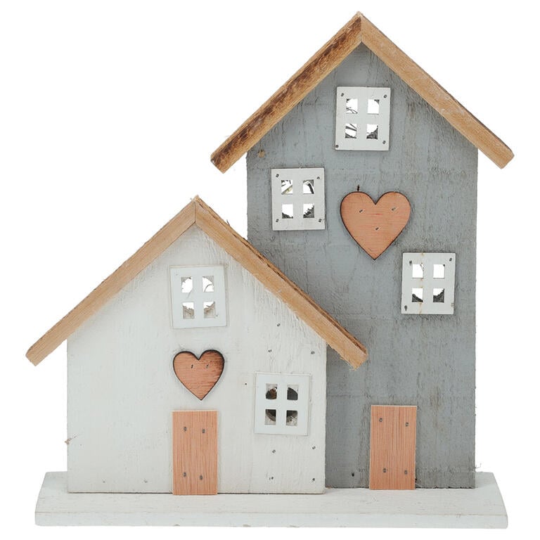 Dřevěná LED dekorace DOMEČKY 29 cm - Obrázek 2