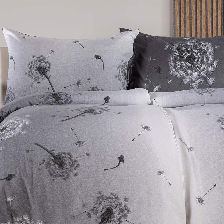 Flanelové ložní povlečení PAMPELIŠKA šedá - Obrázek 2