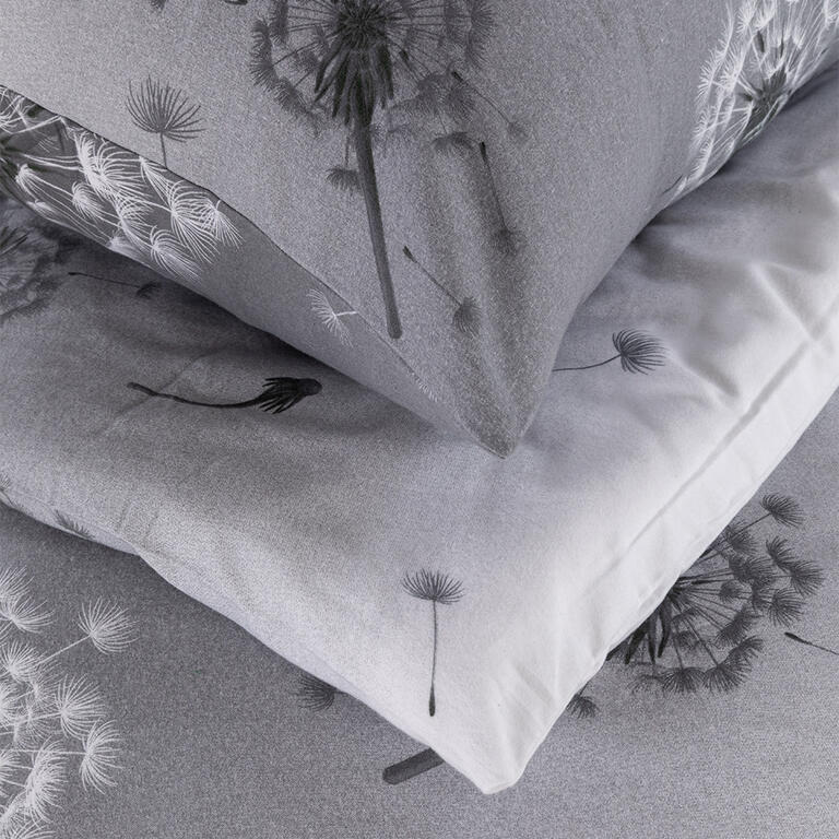 Flanelové ložní povlečení PAMPELIŠKA šedá - Obrázek 3