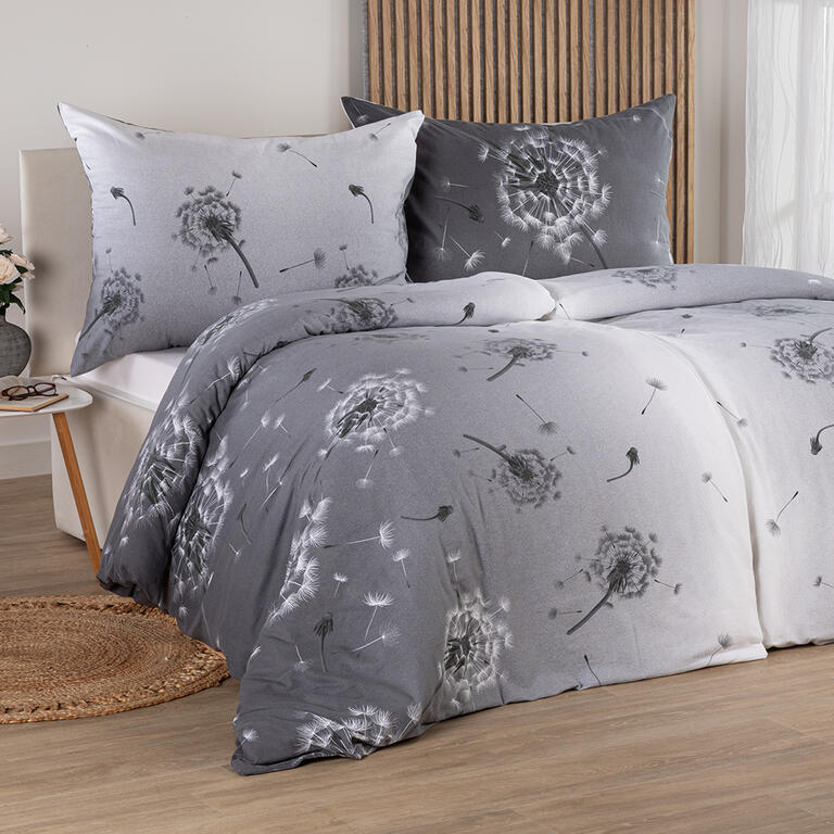 Flanelové ložní povlečení PAMPELIŠKA šedá