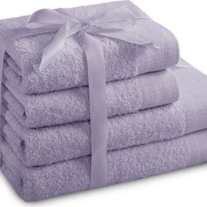 Froté bavlněné ručníky a osušky v sadě 4 ks v levandulové barvě Amari – Restilo