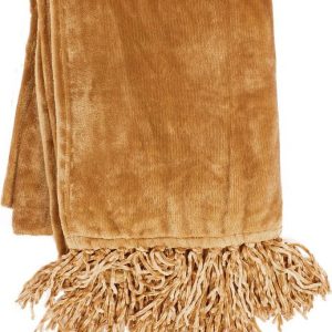 Koňakově hnědý přehoz z mikroplyše na dvoulůžko 220x240 cm - Tiseco Home Studio