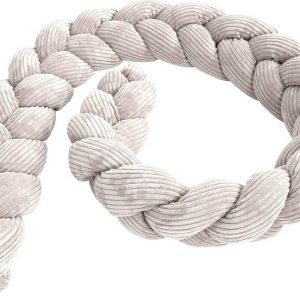 Krémový manšestrový mantinel do postýlky 300 cm – Meowbaby