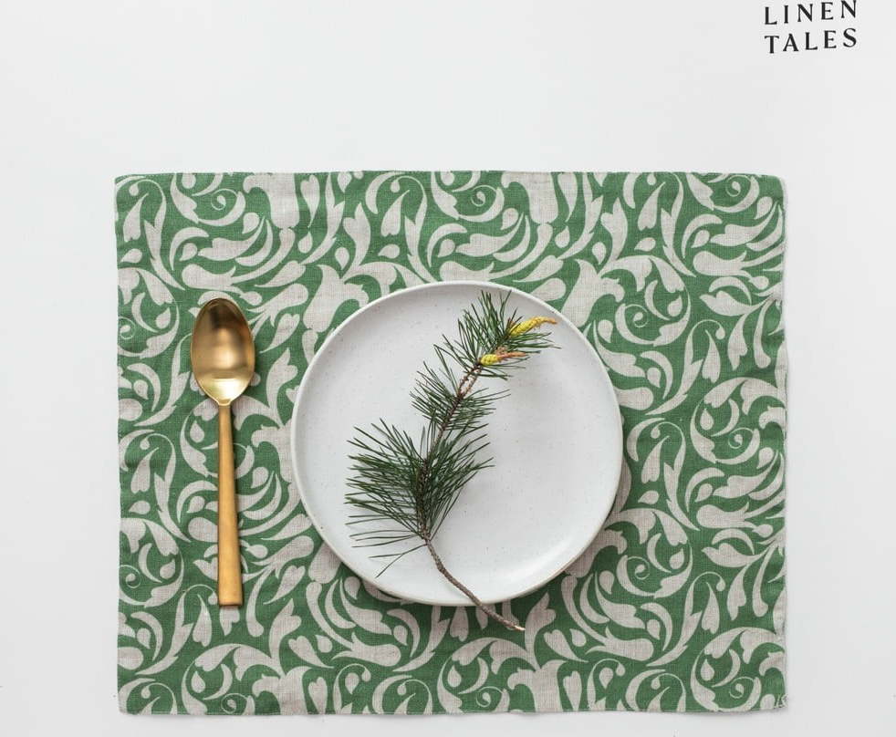 Lněné prostírání 35x45 cm Evergreen Damask – Linen Tales