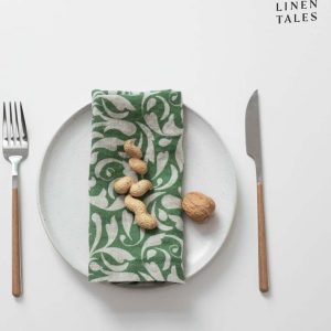 Lněný ubrousek 40x40 cm Evergreen Damask – Linen Tales