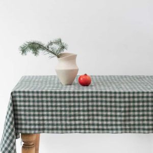 Lněný ubrus 140x200 cm Forest Green Gingham – Linen Tales