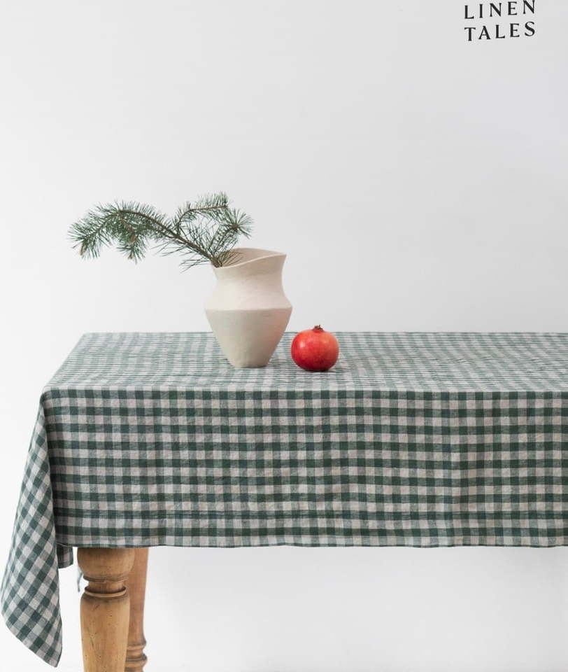 Lněný ubrus 140x200 cm Forest Green Gingham – Linen Tales