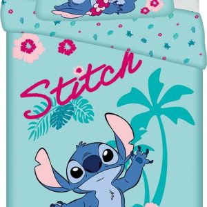 Modré bavlněné dětské povlečení na jednolůžko 140x200 cm Lilo a Stitch "Hawaii"  – Jerry Fabrics