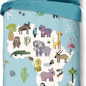Modré dětské povlečení na jednolůžko/prodloužené 140x220 cm Wild Life – Good Morning