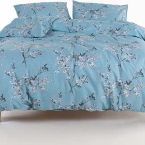 Modré povlečení na jednolůžko z bavlny Renforcé 140x200 cm Blue Floral – Mila Home Luxury
