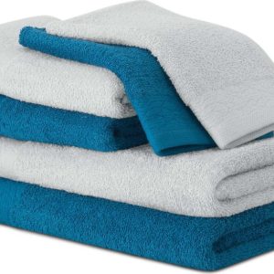 Modré/šedé froté bavlněné ručníky a osušky v sadě 6 ks Flos – Restilo