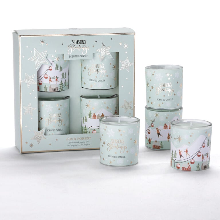 Sada 4 ks vánočních svíček ve skle assort - Obrázek 3