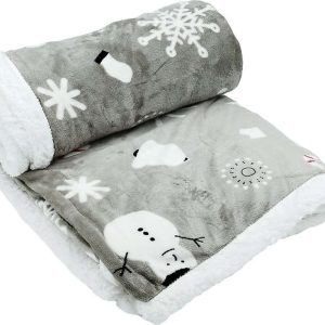 Šedá deka s vánočním motivem s beránkem 150x200 cm Snowman – My House