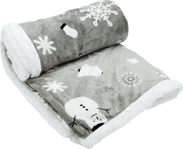 Šedá deka s vánočním motivem s beránkem 150x200 cm Snowman – My House