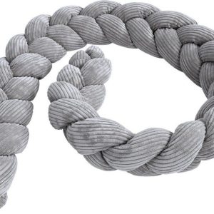 Šedý manšestrový mantinel do postýlky 300 cm – Meowbaby