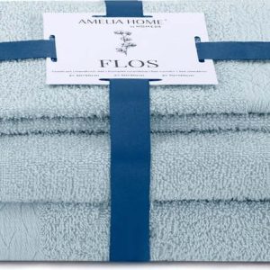 Světle modré froté bavlněné ručníky a osušky v sadě 3 ks Flos – Restilo
