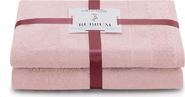 Světle růžové froté bavlněné ručníky a osušky v sadě 2 ks Rubrum – Restilo