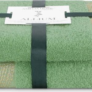 Světle zelené froté bavlněné ručníky a osušky v sadě 2 ks Allium – Restilo