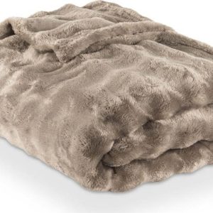 Taupe deka z mikroplyše 150x200 cm Wave – Tiseco Home Studio