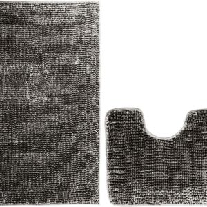 Tmavě šedé WC koupelnové předložky v sadě 2 ks 80x50 cm Bati – Restilo