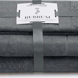 Tmavě šedé froté bavlněné ručníky a osušky v sadě 3 ks Rubrum – Restilo
